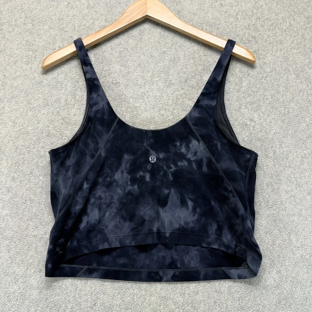 Lululemon Womens Align Tank Top Gray Navy Diamond Dye Four Way Stretch Sporty 12